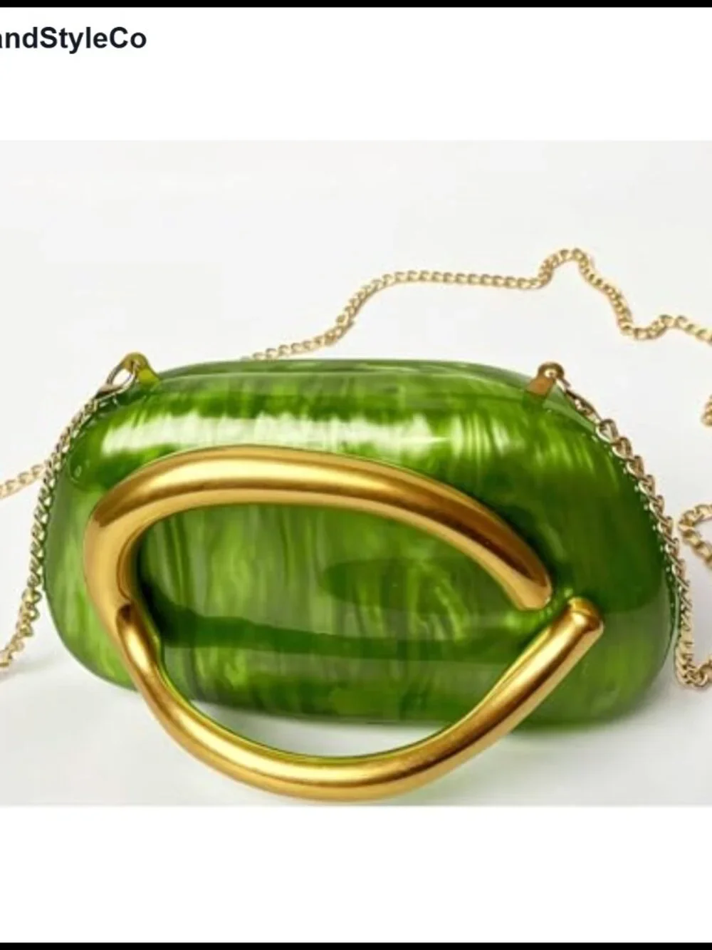 Acrylic PU Leather Clutch Evening Bag with Metal Chain for Wedding Party Prom